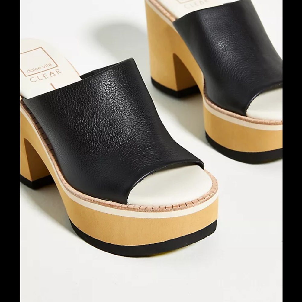 Dolce Vita Emery Black and Tan Platform Sandals